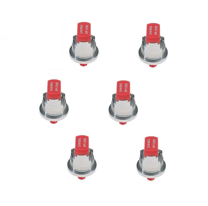 DURAFORCE Pack of 6 - TeeJet DG TwinJet Drift Guard Twin Flat Red Spray Tips SS @ 110°