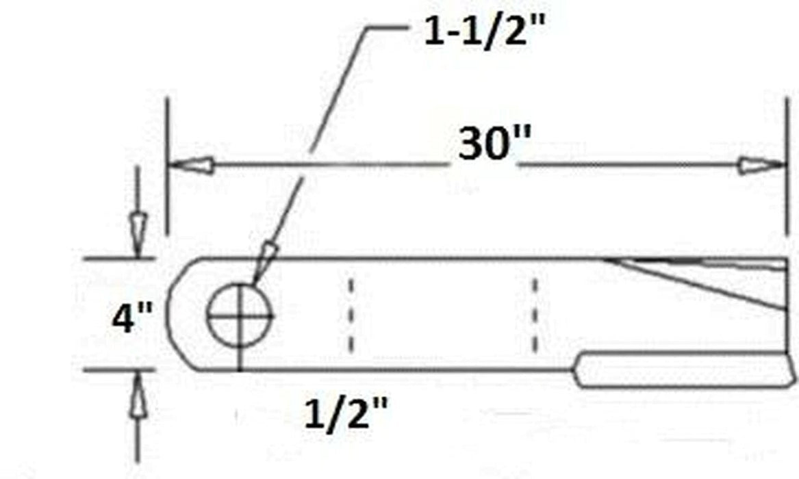 DURAFORCE 2 Replacement Woods Rotary Cutter Blade 30" Long x 4" x 0.5" w/ 1.5" Hole CCW