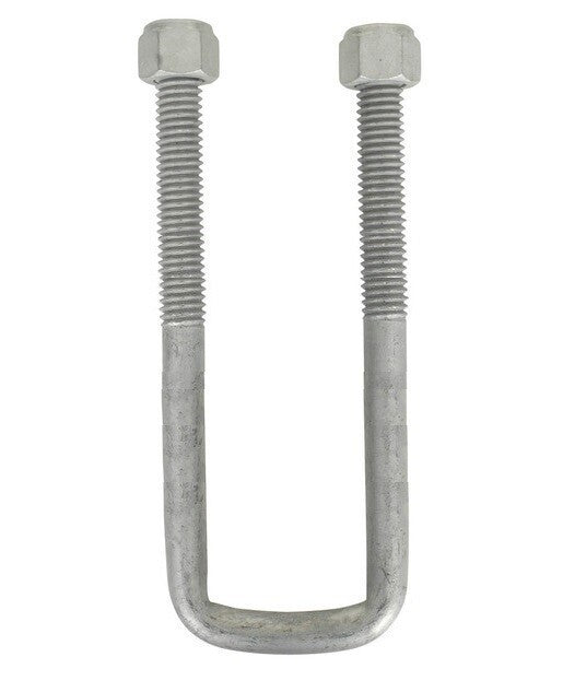 DURAFORCE Square U-Bolt 1/2" Thick x 1-3/4" ID x 6" Long w/ Zinc Plated Nuts S132