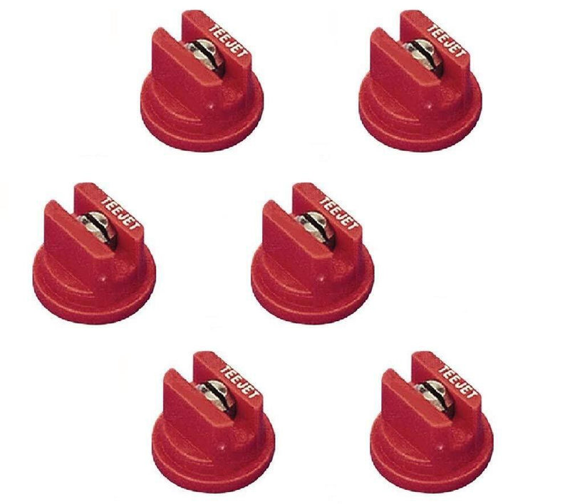 DURAFORCE Pack of 6 - TeeJet Even Flat Spray Tip Red 95° Polymer w/ SS Insert Visiflo
