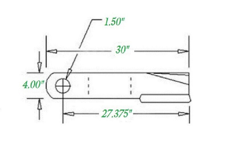 DURAFORCE 2 Replacement Woods Rotary Cutter Blade 30" Long x 4" x 0.5" w/ 1.5" Hole CW