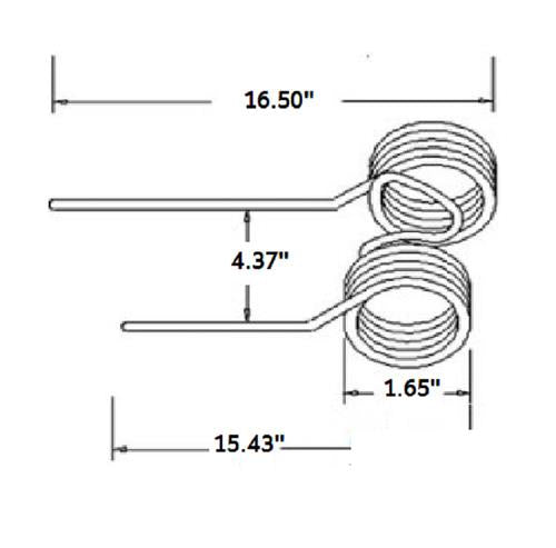 DURAFORCE 3 of Double Rake Teeth 16.5" Tine x 15.43" Tine x 1.65" Coil x 4.37" Tine Gap w/