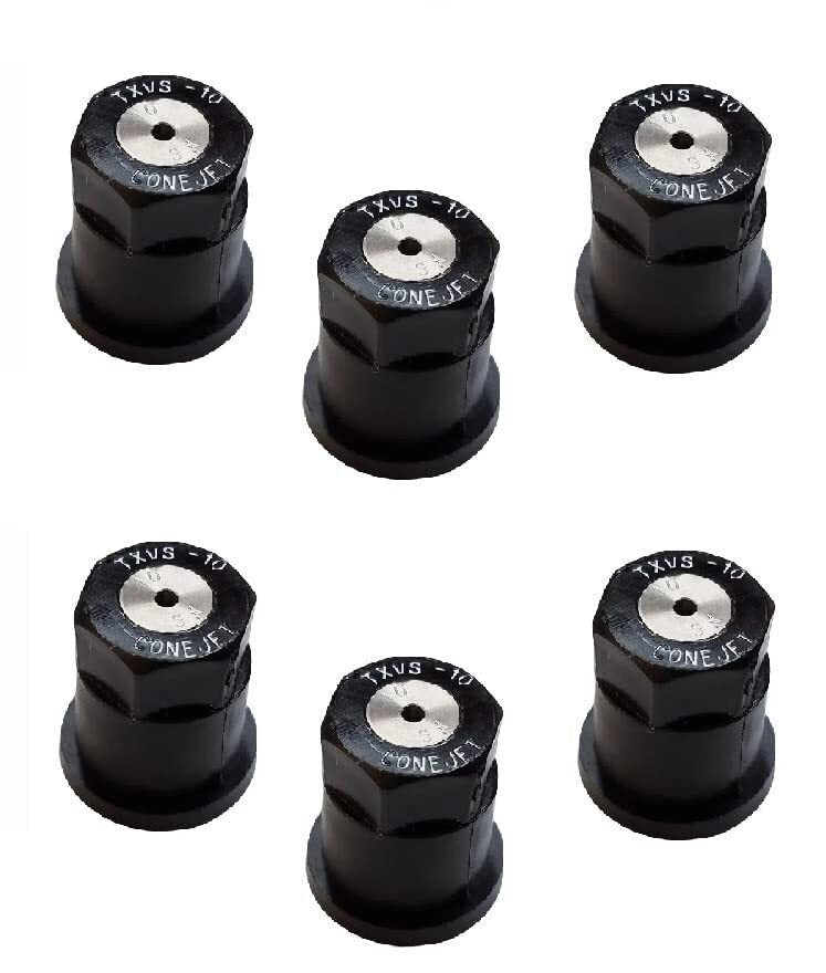 DURAFORCE Pack of 6 - TeeJet ConeJet Hollow Cone Spray Tip 0.17 GPM @ 40 PSI Visiflo Black