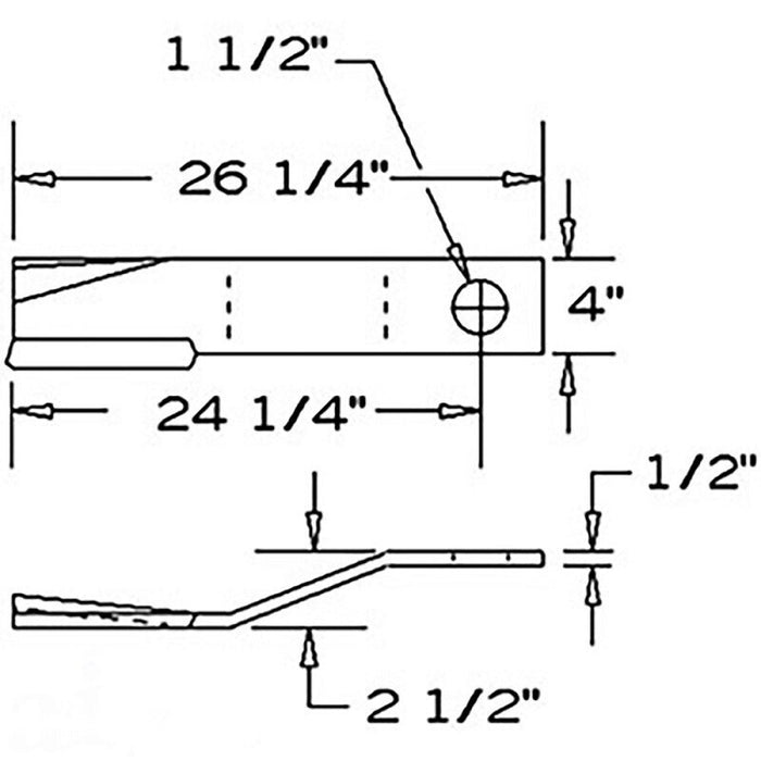 DURAFORCE 2 Replacement Servis Rhino Rotary Cutter Blade 26.25" x 4" x 0.5" w/ 1.5" Hole