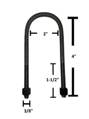 DURAFORCE Round U-Bolt 3/8" Thick x 2" ID x 4" Long w/ Zinc Plated Nuts R211