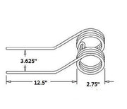 DURAFORCE Kuhn Tedder Teeth 12.5" Tine x 2.75" Coil x 3.625" Hook w/ 0.375 Wire 576 090 00