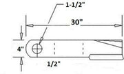 DURAFORCE Replaces Woods Rotary Cutter Blade 30" x 4" x 0.5" w/ 1.5" Hole CCW USA MADE