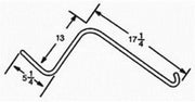 DURAFORCE 40 of Tonutti LH Wheel Rake Tine 5.25" x 13" x 17.25" Curved End w/ 0.250 Wire