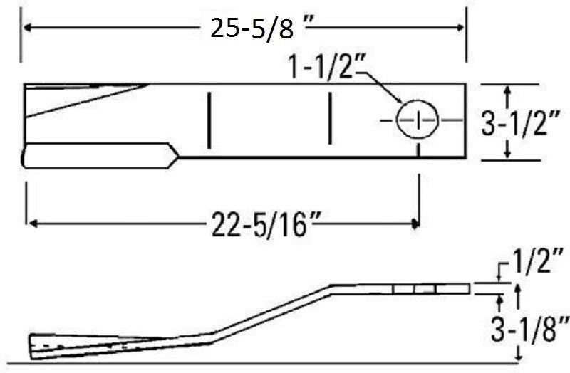 DURAFORCE 2 Replacement Sidewinder Rotary Cutter Blade 25.625" x 3.5" x 0.5" w/ 1.5" Hole