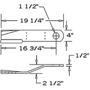 DURAFORCE Rotary Cutter Blade 19.25" x 4" x 0.5" w/ 1.5" Hole CCW USA Made 7828BH