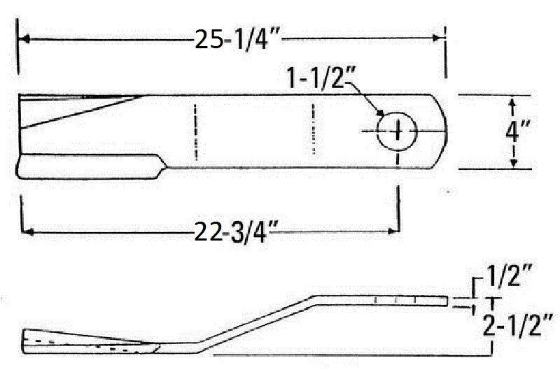 DURAFORCE Replaces Woods Rotary Cutter Blade 25.25" x 4" x 0.5" w/ 1.5" Hole CW USA MADE