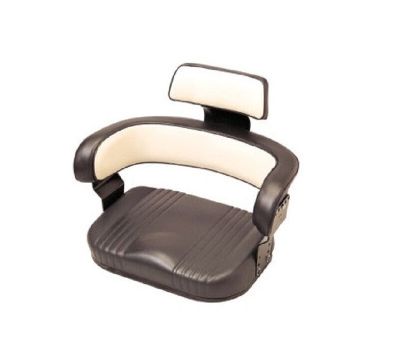 DURAFORCE 3-Piece Black & White Tractor Seat Deluxe Cushion & Back (Without Bracket)