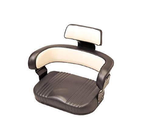 DURAFORCE 3-Piece Black & White Tractor Seat Deluxe Cushion & Back (Without Bracket)