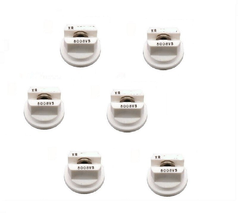DURAFORCE Pack of 6 - TeeJet Extended Range Flat Spray Tips White 80° Polymer w/ SS Insert