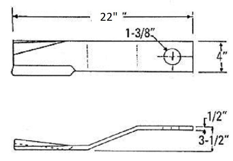 DURAFORCE 2 of Rotary Cutter Blade 22" x 4" x 0.5" w/1-3/8" Hole CCW USA MADE 759339