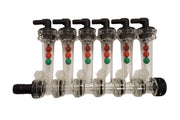 DURAFORCE Wilger 6 Column Flow Indicator w/ 3/8" 90° Outlets & 3/4" Straight Inlet 20460-6