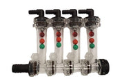DURAFORCE Wilger 4 Column Flow Indicator w/ 3/8" 90° Outlets & 3/4" Straight Inlet 20460-4