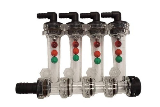 DURAFORCE Wilger 4 Column Flow Indicator w/ 3/8" 90° Outlets & 3/4" Straight Inlet 20460-4