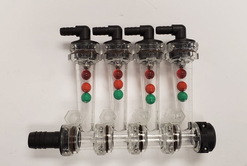 DURAFORCE Wilger 4 Column Flow Indicator w/ 3/8" 90° Outlets & 3/4" Straight Inlet 20460-4