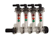 DURAFORCE Wilger 4 Column Flow Indicator w/ 3/8" 90° Outlets & 3/4" Straight Inlet 20460-4