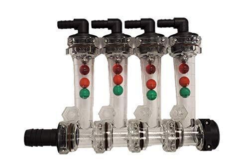 DURAFORCE Wilger 4 Column Flow Indicator w/ 3/8" 90° Outlets & 3/4" Straight Inlet 20460-4