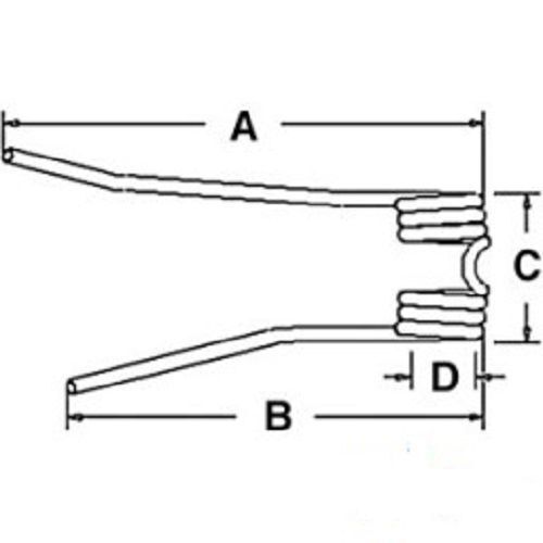 DURAFORCE 3 of Tedder Teeth 7" Short Tine x 9.25" Long Tine x 4.5" Tine Gap x 2.5" Coil