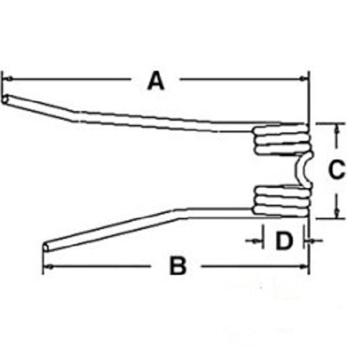DURAFORCE 3 of Tedder Teeth 7" Short Tine x 9.25" Long Tine x 4.5" Tine Gap x 2.5" Coil