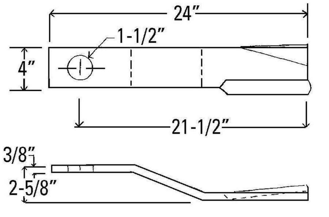 DURAFORCE 2 Replacement Woods Rotary Cutter Blade 24" x 4" x 0.375" w/ 1.5" Hole CCW 12892