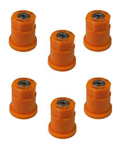DURAFORCE Pack of 6 - TeeJet ConeJet Hollow Cone Spray Tip 0.3 GPM @ 40 PSI Visiflo Orange