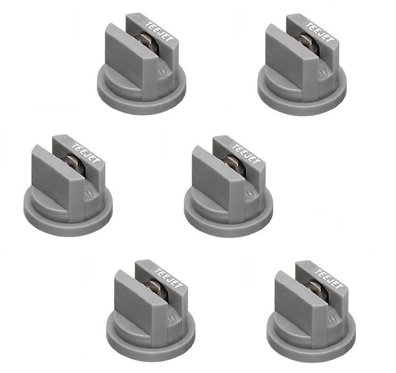 DURAFORCE Pack of 6 - TeeJet Even Flat Spray Tip Gray 95° Polymer w/ SS Insert Visiflo