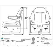 DURAFORCE Tractor & Industrial High Back Seat with Integrated Suspension & Armrests