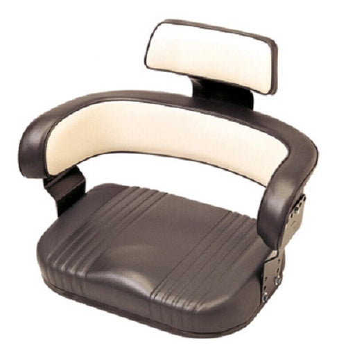DURAFORCE 3-Piece Black & White Tractor Seat Deluxe Cushion & Back (Brackets Included)