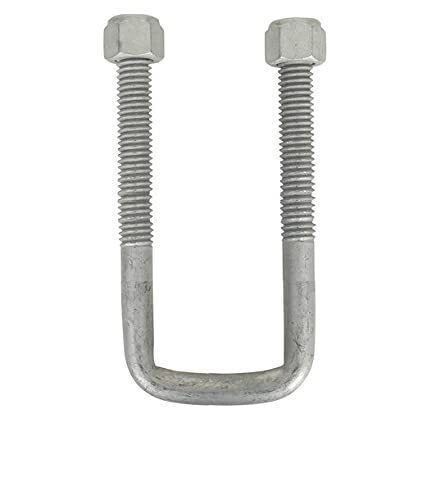 DURAFORCE Square U-Bolt 1/2" Thick x 2" ID x 6" Long w/ Zinc Plated Nuts S134