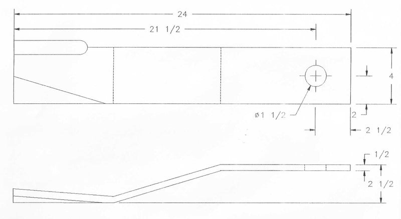 DURAFORCE Rotary Cutter Blade 24.75" x 4.5" x 0.5" w/ 1.5" Hole CW USA MADE 78494BH