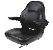 DURAFORCE Premium High-Back Black Vinyl Seat w/ Armrests, Lumbar Support & Slide Rails