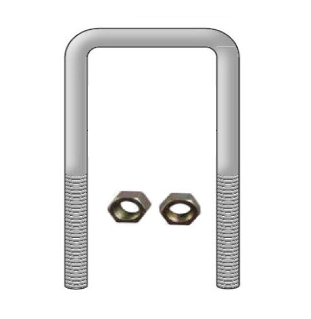 DURAFORCE Square U-Bolt 5/8" Thick x 4" ID x 11-1/4" Long w/ Zinc Plated Nuts S178