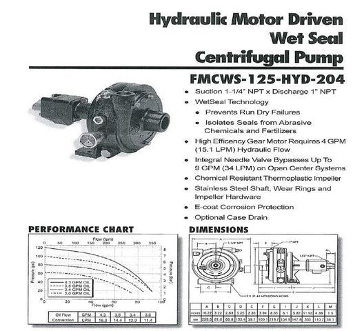 DURAFORCE ACE SS Hydraulic Driven Centrifugal Pump w/ Oasis 1.25" Suction x 1" Discharge