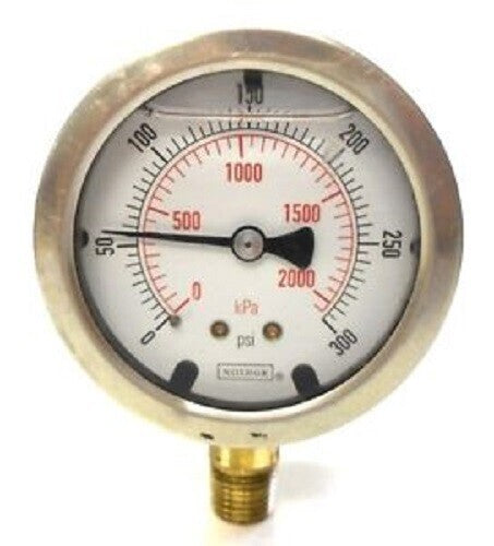 DURAFORCE Pressure Gauge 0-300 Liquid 2-1/2" Dial SS Casing 2141GXB300