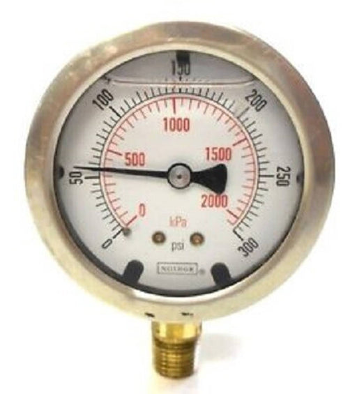 DURAFORCE Pressure Gauge 0-300 Liquid 2-1/2" Dial SS Casing 2141GXB300