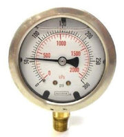 DURAFORCE Pressure Gauge 0-300 Liquid 2-1/2" Dial SS Casing 2141GXB300