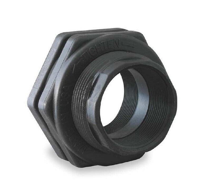 DURAFORCE Banjo Poly Bulkhead Tank Fitting 1-1/4" FPT & 2-1/4" OD Double Threaded w/Gasket