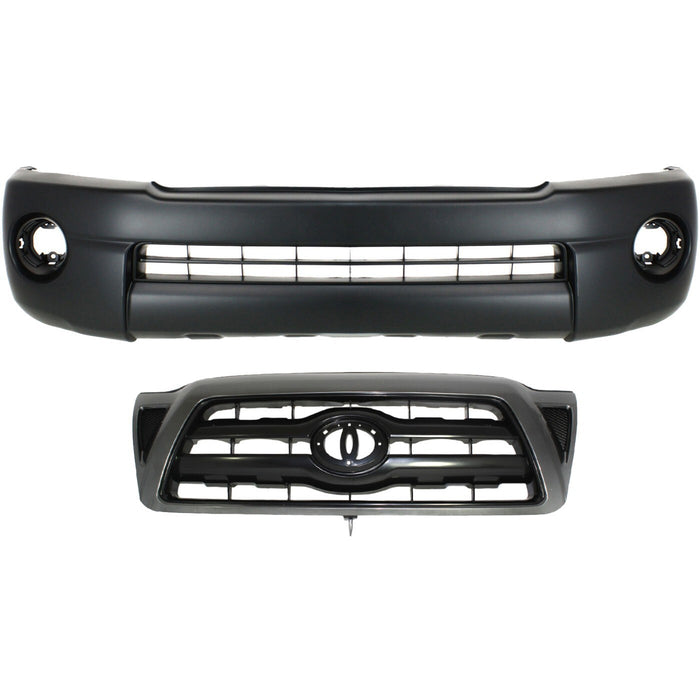 DURAFORCE Front Bumper Cover Kit For 2005-2010 Toyota Tacoma Textured With Grille Assembly