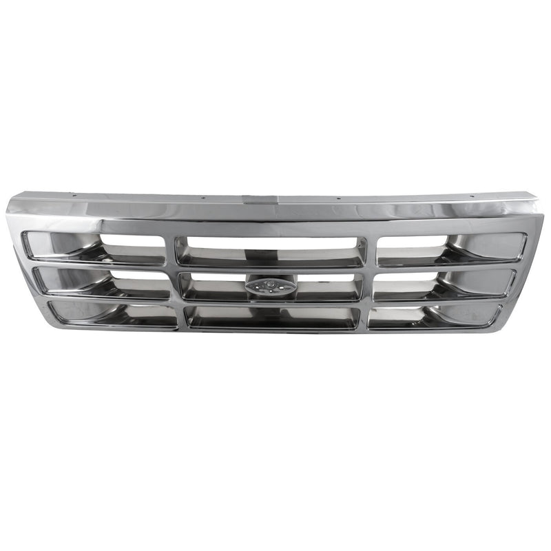 DURAFORCE Grille For 1992-1996 Ford F-150 92-97 Ford F-350 Chrome Shell and Gray Insert