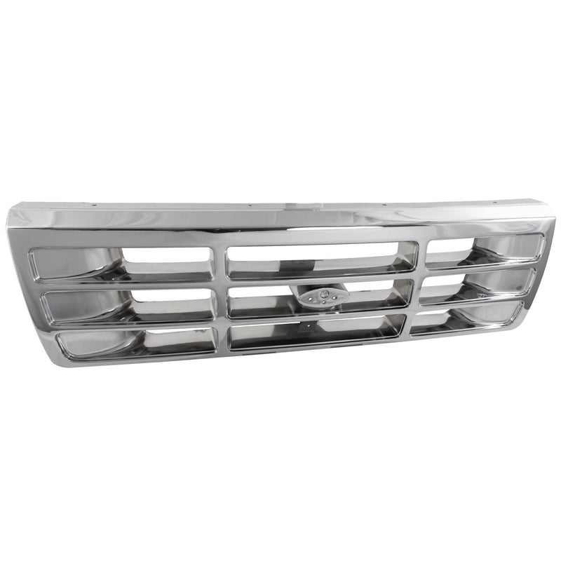 DURAFORCE Grille For 1992-1996 Ford F-150 92-97 Ford F-350 Chrome Shell and Gray Insert