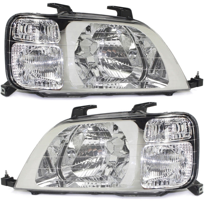 DURAFORCE Driver and Passenger Side Headlights For Honda CR-V 1997-2001 Halogen EX LX SE