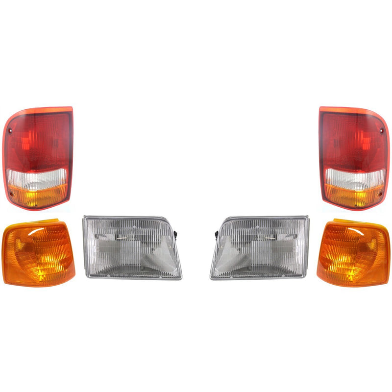 DURAFORCE Headlight Kit For 1993-97 Ford Ranger With Tail Light Corner Light Left & Right