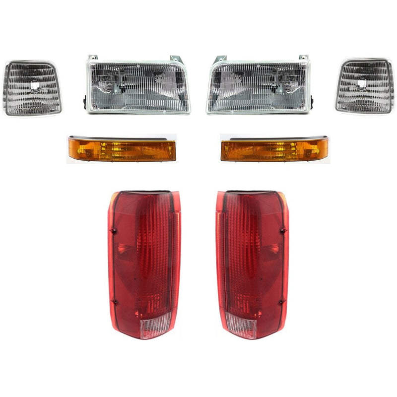 DURAFORCE Headlights Turn Signal Corner Light Tail Light For 92-96 Ford F-150 F-250 F-350