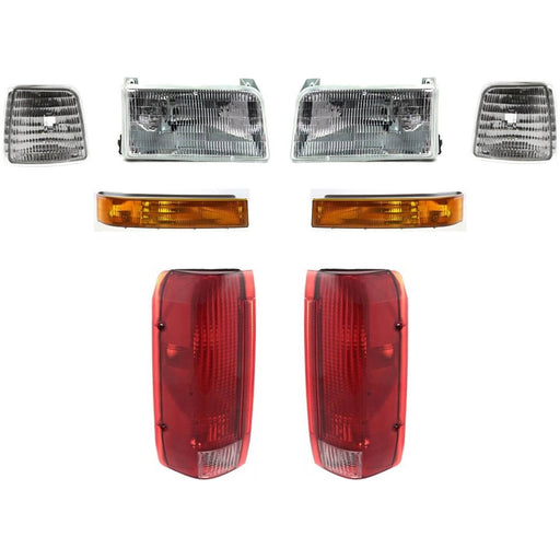 DURAFORCE Headlights Turn Signal Corner Light Tail Light For 92-96 Ford F-150 F-250 F-350