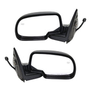 DURAFORCE Side View Mirrors Power Heated Smooth Black with Puddle Pair For 00-02 Chevy GMC