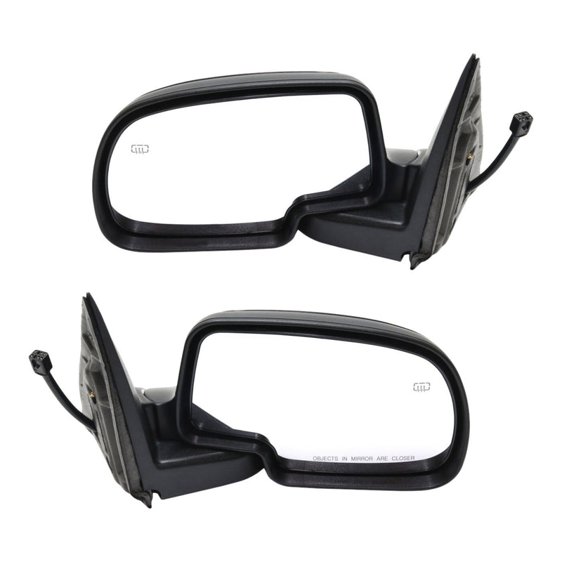 DURAFORCE Side View Mirrors Power Heated Smooth Black with Puddle Pair For 00-02 Chevy GMC